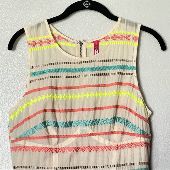 Plenty by Tracy Reese Sunglow Striped Neon Sleeveless Dress Size 6 - Picture 6 of 15